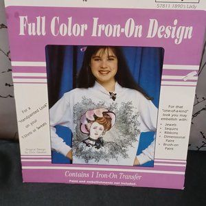 Vintage full iron on Victorian lady 1990 brand new